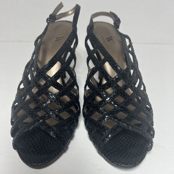 Worthington Women’s Black Faux Leather Slingback Shoes 3” Heels Sz 7 - Picture 1 of 11